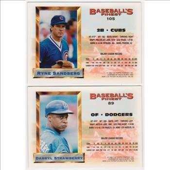 1993 Topps Finest Ryne Sandberg #105 + Darryl Strawberry #89 Card Pair