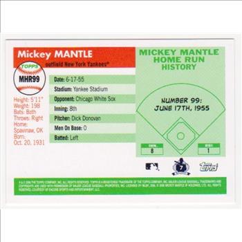 Mickey Mantle '55 Topps Style HR #99 2006 Topps #MHR99 Insert Card