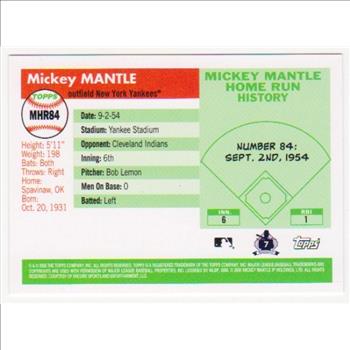 Mickey Mantle '55 Topps Style HR #84 2006 Topps #MHR84 Insert Card