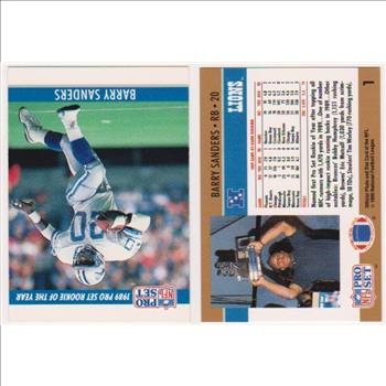 Barry Sanders 1990 Pro Set White Border Double Front Error + Blank Front Error Card Pair