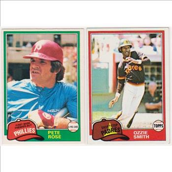 1981 O-Pee-Chee Pete Rose #180 + 1981 Topps Ozzie Smith #254 Card Pair
