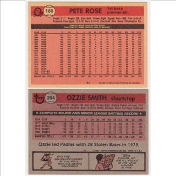 1981 O-Pee-Chee Pete Rose #180 + 1981 Topps Ozzie Smith #254 Card Pair