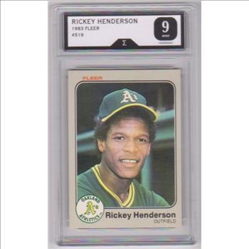 Graded Sigma Mint 9 - Rickey Henderson 1983 Fleer #519 Card
