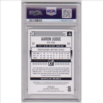 Graded PSA Mint 9 - Aaron Judge 2018 Donruss #148 Card