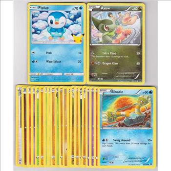 25 Different Pokemon Trading Cards w/ Piplup + More