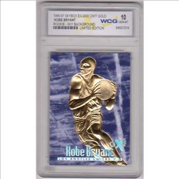 Rookie Graded Gem Mint 10 - Kobe Bryant 1996-97 Skybox EX-2000 Sky Background 23 Kt Gold Card