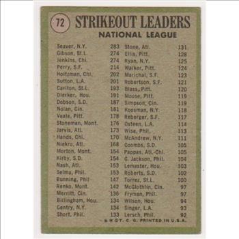 1971 Topps Tom Seaver/Bob Gibson/Fergie Jenkins #72 Card - 3 HOF'ers!