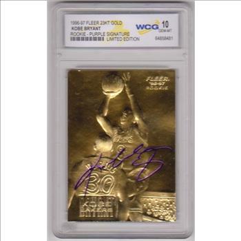 Rookie Graded Gem Mint 10 - Kobe Bryant 1996-97 Fleer w/ Purple Signature 23 Kt Gold Card