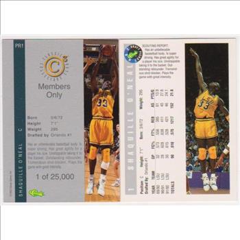 Shaquille O'Neal Rookie Card Pair - 1992 Classic 4-Sport C3 #PR1 Promo + 1992 Classic Draft Picks #1 Card