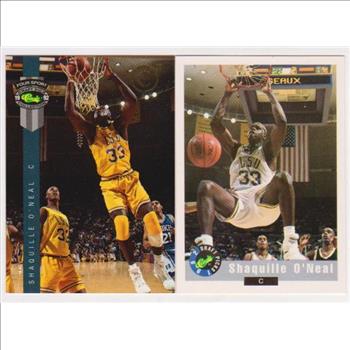 Shaquille O'Neal Rookie Card Pair - 1992 Classic 4-Sport C3 #PR1 Promo + 1992 Classic Draft Picks #1 Card
