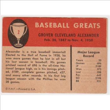 1961 Fleer Grover Cleveland Alexander #2 Card - HOF'er