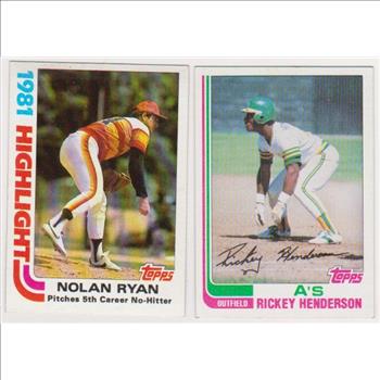 1982 Topps Nolan Ryan #5 + Rickey Henderson #610 Card Pair 