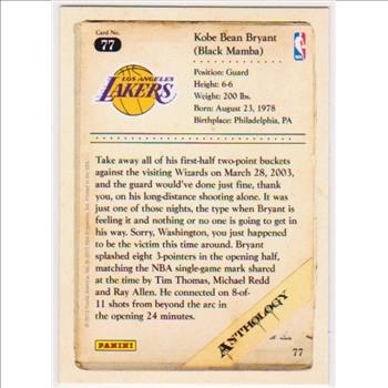 Kobe Bryant 2012 Panini Anthology #77 Card
