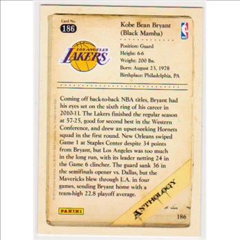 Kobe Bryant 2012 Panini Anthology #186 Card
