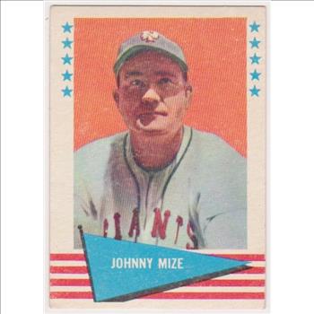 1961 Fleer Johnny Mize #63 Card - HOF'er
