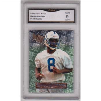 Rookie Graded Mint 9 - Marvin Harrison 1996 Fleer Metal #135 Card