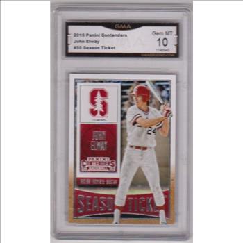 Graded Gem Mint 10 - John Elway 2015 Panini Contenders Season Ticket #55 Baseball Card