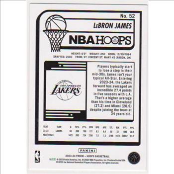 Lebron James 2023-24 Hoops #52 Card