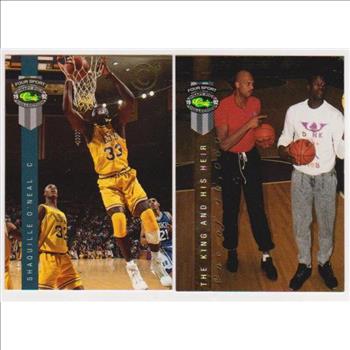 Shaquille O'Neal Rookie Card Pair - 1992 Classic 4-Sport C3 #PR1 Promo + 1992 Classic 4-Sport LP14 Gold Shaq/Jabbar Card