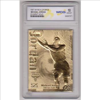 Graded Gem Mint 10 - Michael Jordan 1997 Skybox Z-Force 23 Kt Gold Card