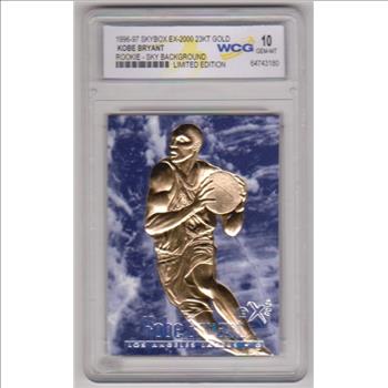Rookie Graded Gem Mint 10 - Kobe Bryant 1996-97 Skybox EX-2000 Sky Background 23 Kt Gold Card
