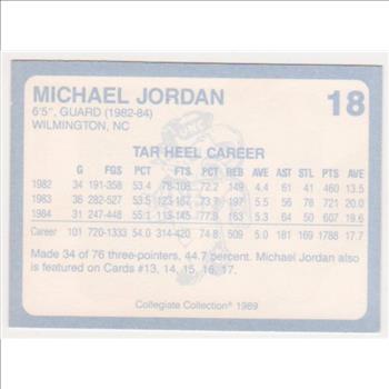 Michael Jordan 1989 North Carolina #18 College Card