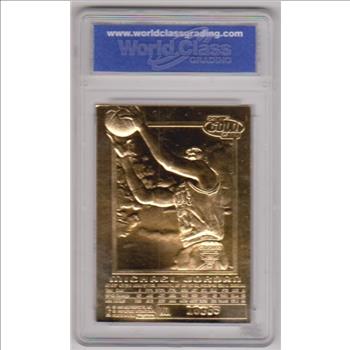Graded Gem Mint 10 - Michael Jordan 1996-97 Skybox EX-2000 Credentials Metallic Red Border 23 Kt Gold Card