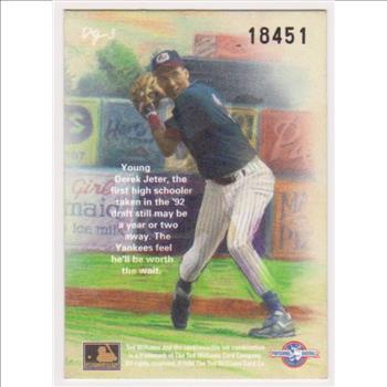  Derek Jeter Rookie - 1994 Ted Williams Company Gardiner Collection #DG-3 Dan Gardiner Insert Card