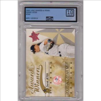 Graded MPE Gem Mint 10 - Derek Jeter 2002 Leaf Rookies & Stars #289 Card
