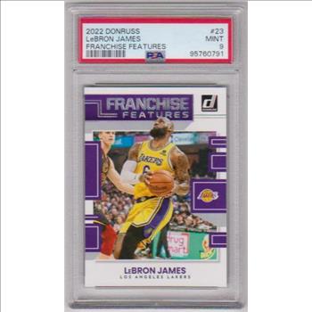 Graded PSA Mint 9 - Lebron James 2022-23 Donruss Franchise Features #23 Card