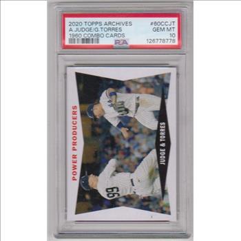 Graded PSA Gem Mint 10 - Aaron Judge/Gleyber Torres 2020 Topps Archives 1960 Combo Cards #60CCJT Card