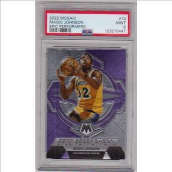 Graded PSA Mint 9 - Magic Johnson 2022-23 Panini Mosaic Epic Performers #14 Card