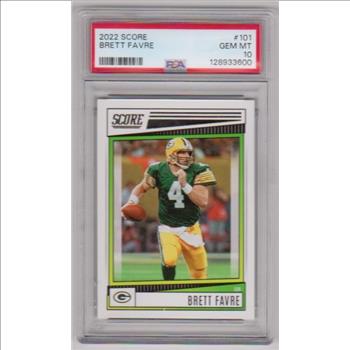 Graded PSA Gem Mint 10 - Brett Favre 2022 Score #101 Card