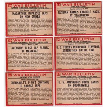 6 Different 1965 PCGC World War II Trading Cards - Nice Lot