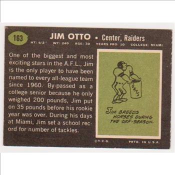 1969 Topps Jim Otto #163 Card - HOF'er 