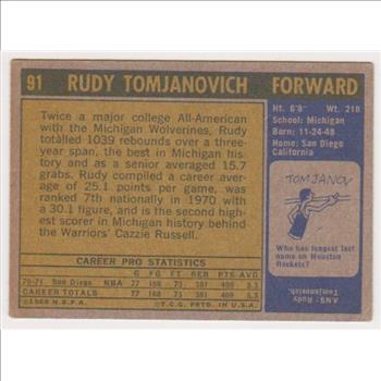 1971-72 Topps Rudy Tomjanovich #91 Rookie Card - HOFer