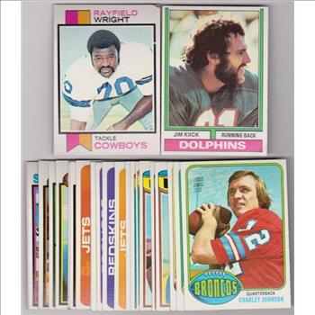 24 Different 1970's Topps Football Cards (1973-1979) w/ Rayfield Wright + More