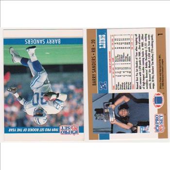 Barry Sanders 1990 Pro Set White Border Double Front Error + Blank Front Error Card Pair