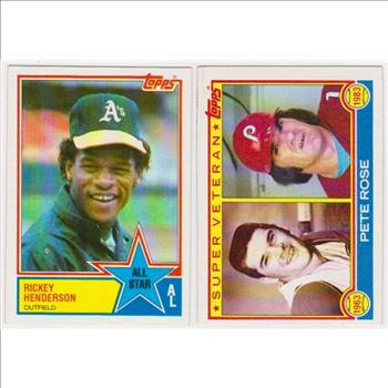 1983 Topps Pete Rose #101 + Rickey Henderson #391 Card Pair