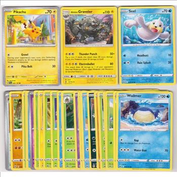 25 Different Pokemon Trading Cards w/ Pikachu + More