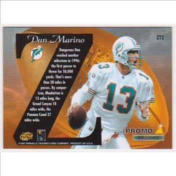 1997 Zenith Z-Team Dan Marino #ZT2 Promo Card