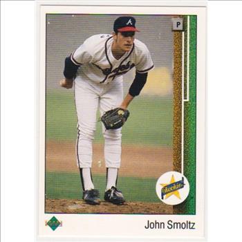 Error - John Smoltz 1989 Upper Deck Rookie w/ Clark/James Triple Print Back - Rare Misprint