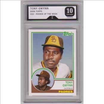Graded Sigma Gem Mint 10 - Tony Gwynn 2006 Topps Rookie Of The Week #22 Card