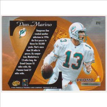1997 Zenith Z-Team Dan Marino #ZT2 Promo Card