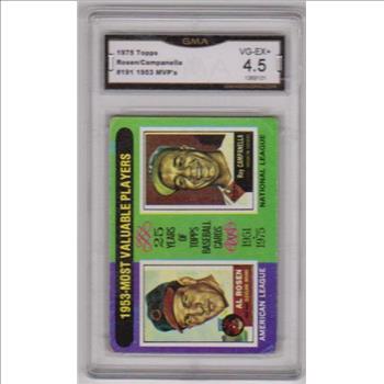 Graded VG-EX+ 4.5 -  Al Rosen/Roy Campanella 1975 Topps '53 MVPs #191 Card