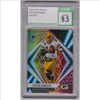 Graded CSG Gem Mint 9.5 - Aaron Rodgers 2020 Panini Phoenix Fire Burst #19 Card
