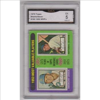 Graded EX 5 -  Bobby Shantz/Hank Sauer 1975 Topps '52 MVPs #190 Card
