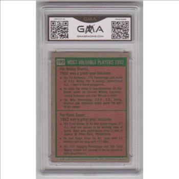 Graded EX 5 -  Bobby Shantz/Hank Sauer 1975 Topps '52 MVPs #190 Card