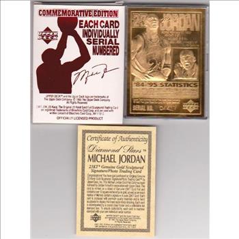 Michael Jordan 23kt Gold Card - 1996 Upper Deck Diamond Stars In Box w/ COA