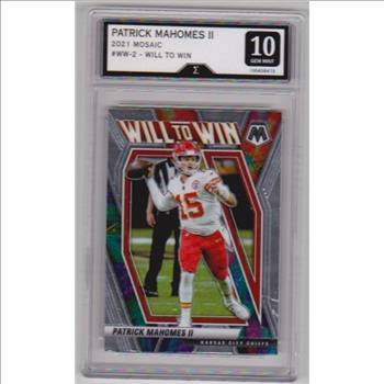 Graded Sigma Gem Mint 10 - Patrick Mahomes 2021 Panini Mosaic Will To Win #WW-2 Insert Card